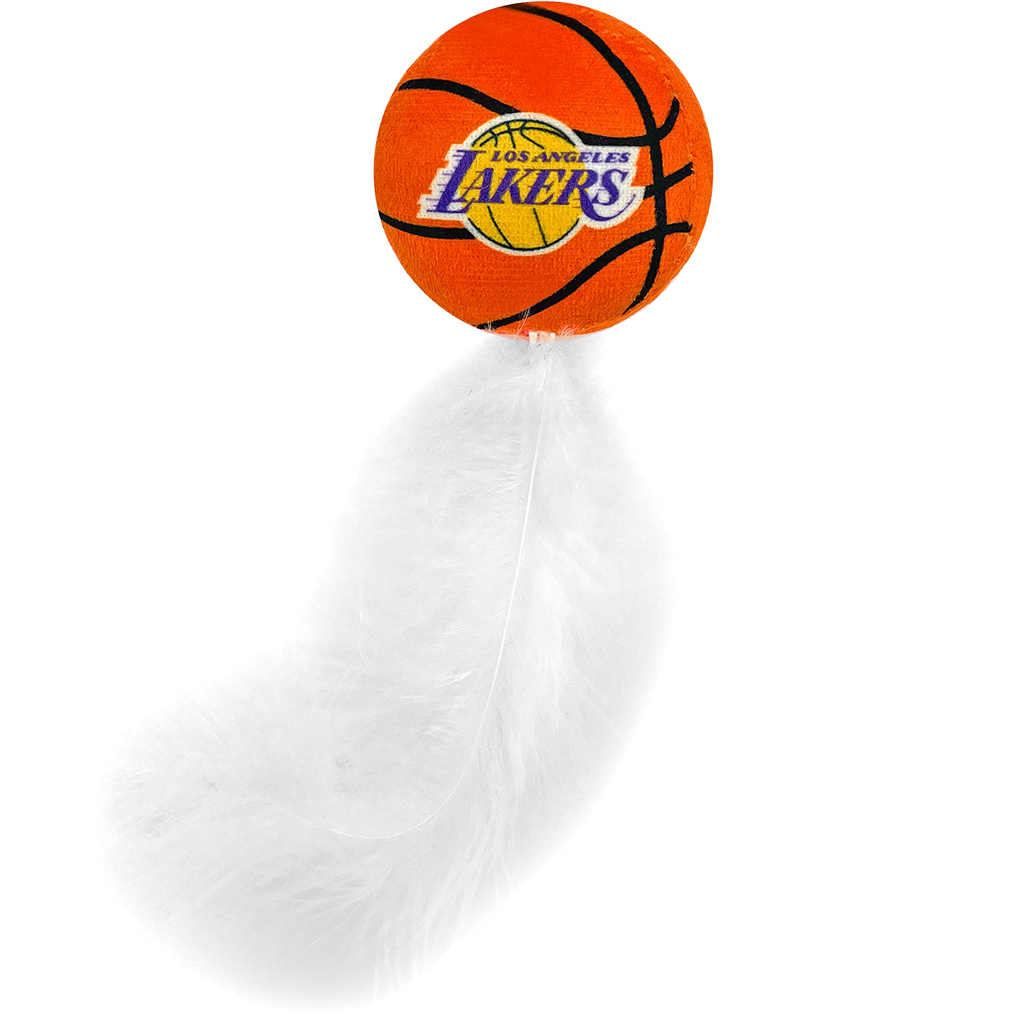Best Plush Cat Toy - Nba La Lakers Complete Set Of 3 Piece Cat Toys Filled With Fresh Catnip. Includes: 1 Jersey Cat Toy, 1 Basketball Cat Toy With Feathers & 1 #1 Fan Cat Toy. Beautiful Team Logos